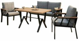 Lauko baldų komplektas Kalune Design Nergiz, pilka sp./medžio sp., 4 vietų