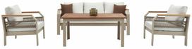 Lauko baldų komplektas Kalune Design Morento, balta sp./ruda sp./šviesiai ruda sp., 5 vietų