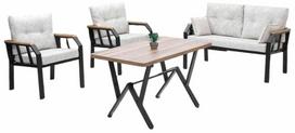 Lauko baldų komplektas Kalune Design Nergiz, kreminė sp./medžio sp., 4 vietų