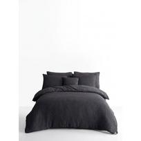 Antracito spalvos iš ranforce medvilnės dvigulė/itin ilga patalynė 240x220 cm Waffle Striped – Mila Home Luxury