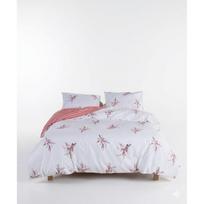 Baltos spalvos/rožinės spalvos iš ranforce medvilnės viengulė patalynė 140x200 cm Breeze Floral – Mila Home Luxury