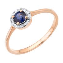 Auksinis žiedas moterims su safyru ir briliantais Brasco 63905