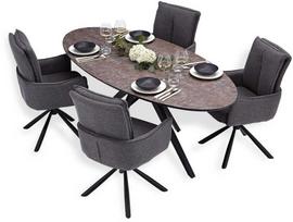 Homestyle4U Valgomojo stalas ir kėdžių komplektas, 200x95x93.5 cm, ruda, juoda, pilka