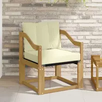 Lauko sofa Kietos akacijos mediena Balta ir kreminė