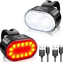 Elight USB uzlādējama LED velosipēda priekšējais un aizmugurējais gaismu luktura, juodas