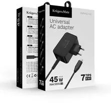 Universalus nešiojamų kompiuterių įkroviklis Kruger & Matz 45W juodas