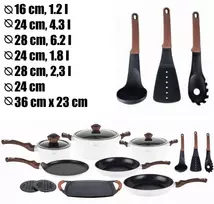 Akmens masės 15 dalių puodų rinkinys ZL-8592