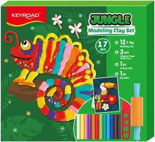 Plastilino rinkinys Keyroad Jungle, 180g + plastikinis peilis + volelis + spalvotas popierius