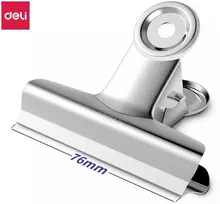 Metaliniai spaustukai DELI 76mm sidabrinės spalvos, 6vnt./pak.