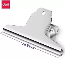 Metalinis spaustukas DELI 145mm sidabrinės spalvos 4vnt/pak