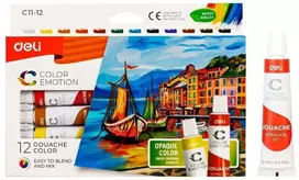 Guašas DELI, 12 spalvų, 12 ml tūbelėse