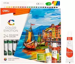 Guašas DELI, 24 spalvų, 12 ml tūbelėse