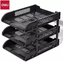 Dokumentų lentynėlė DELI, horizontali, 3 stalčių, juodos spalvos