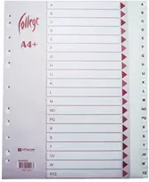 Skiriamieji lapai College, A4+, A-Z, plastikiniai, baltos spalvos