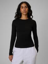 Moteriški Longsleeve slim lygus marškinėliai - juodi