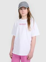T-shirt oversize marškinėliai su spauda mergaitėms - balti