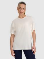 Moteriški T-shirt oversize marškinėliai su modaliu - balti