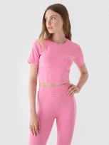 Moteriški crop top slim lygus marškinėliai - rožiniai