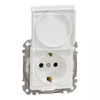 Kištukinis lizdas su įžeminimu ir dangteliu Schneider Electric Sedna Design SDD211024 (baltas, IP44)