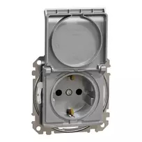 Kištukinis lizdas su įžeminimu ir dangteliu Schneider Electric Sedna Design SDD213024 (IP44, aliuminis)