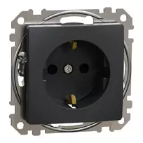 Kištukinis lizdas su įžeminimu ir dangteliu Schneider Electric Sedna Design SDD214024 (antracitas, IP44)