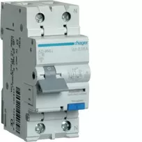 Srovės nuotėkio relė su automatiniu jungikliu Hager AD966J (2P, 16A, C, AC tipo, 1P+N, 6kA)