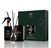 Dovanų rinkinys - Namų kvapas, purškiamas namų kvapas ir sojų vaško žvakė Aromatic89