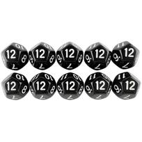 10 vnt. D12 daugiakampių kauliukų rinkinys DND RPG žaidimo kauliukai vaidmenų žaidimui Magic: The Gathering stalo žaidimo rekvizitai juoda