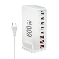 600W 8-Port Charger Station, USB C Fast Charging Adapter, Smart High Speed Charger with LED Indicator EU Plug balta