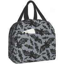 Halloween Bats Lunch Bag Reusable Lunch Box Waterproof Thermal Bento Tote Bag Lunch Container Cooler Bag for Women Insulated Bag 22x20x13CM ruda