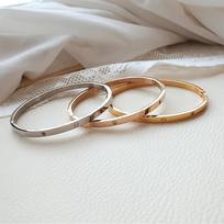 Surgical Steel Bangle Bracelet Couple Layered Chain Carr Cubic Silver