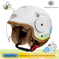 BYB 3C sertifikuotas vaikiškas visasezoninis animacinis motociklo šalmas All-Season - Adjustable Circumference white