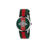 Gucci G-Timeless serijos laikrodis Kvarcinis mechanizmas Nailono dirželis Raudonas ciferblatas Unisex Amžinai bitės laikrodis Unisex laikrodžiai YA1264148 Brand-New Out of Warranty black