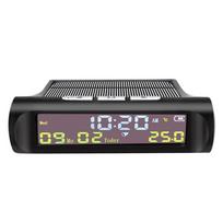 TPMS Look Solar Car Digital Clock Temperature Display with LCD Time Date In-Car for Outdoor Personal Car Parts Decoration