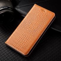 Krokodilo nugaros natūralios odos atverčiamas dėklas, skirtas Xiaomi Mi 12 13 13T 14 14C 14T 15 15S 15T 17 Pro Max Lite Ultra, su kortelių laikikliais Xiaomi 17 ruda