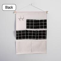 Cotton Linen 7 Pocket Waterproof Hanging Storage Bag Bathroom Bedroom Wall Organizer Wardrobe juoda