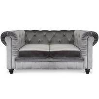 Silver Velvet Chesterfield Sofa - MENZZO - 2 places - Classic - Timeless - Gray
