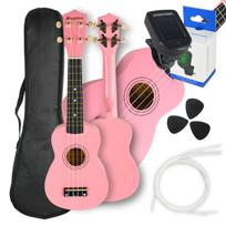 Suprimo Uk21 Set Pk Ukulele Sopranowe 21  Różowe Drewniane Pokrowiec 3 Kostki Do Gry Zapasowe Struny Tuner Zestaw Dla Dzieci Do Nauki Gry