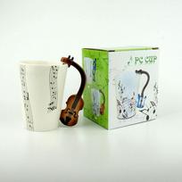 Keraminis smuiko formos muzikos vandens puodelis Muzikos instrumentas Puodelis Pusryčių puodelis Keraminis puodelis