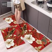 Retro gėlių kilimas virtuvės grindims Kinų stiliaus gėlių kilimų bėgikas namuose 40x60cm 40x120cm 2 vnt. 40x60cm+40x120cm white