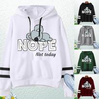 Women Fashion Creative Koala Nope Not Today Print Hoodies For Women Plus Size Funny Long Sleeve Pullover Sweatshirt S