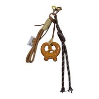 Bagel Pretzel Chocolate Bag Charm Pendant Keyring Braided Rope Keychain Charm for Backpack Purse Handbag Decorations 3 brown