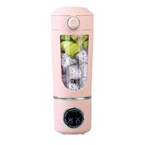 Portable Juicer Cup USB Rechargeable Blender with 12-Blade Mini Smoothie Maker On-the-go Juice Charging rožinė