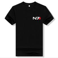 Game Mass Effect N7 t-shirt Short Sleeve - Fashion Cotton Unisex T-Shirt XL black