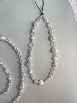 Alien Imitation Pearl Crystal Phone Wrist Strap, Cellphone Lanyard, Elastic Hands-Free Wristlet Bracelet