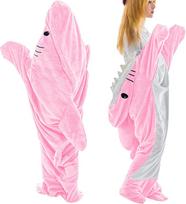 Adult Ultra-Soft Flannel Hooded Shark Blanket Pajamas