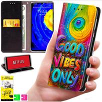 Etui Typu Portfel Do Motorola Moto G56 - Pokrowiec Bluemoon Nadruk + Szkło 9H
