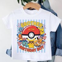 Individualūs Pokémon brolio marškinėliai gimtadienio berniukui, Pikachu 4-osios liepos šeimos marškinėliai, Personalizuoti Pokémon tematikos drabužiai, Patriotiniai vaikų drabužiai 100 red