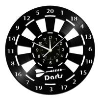Dart Game Dart Plate Art Vinyl Record Wall Clock Men's Cave Game Room Decoration Retro Watch Dart Board Bar Wall Hanging Crafts black