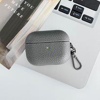 Lychee-Patterned Earbud Case for Wireless Bluetooth Earbuds Solid-Color Protective Case airpods1/2 pilka spalva